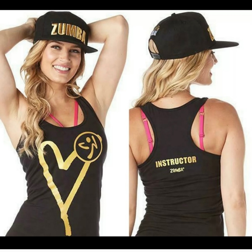 Zumba snapback hat new without tag one size fits most black and gold